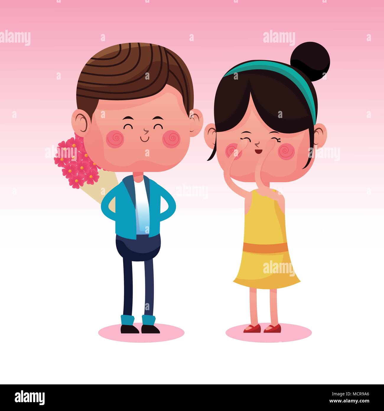 Cute Couple Amoureux Dessins Animes Image Vectorielle Stock Alamy