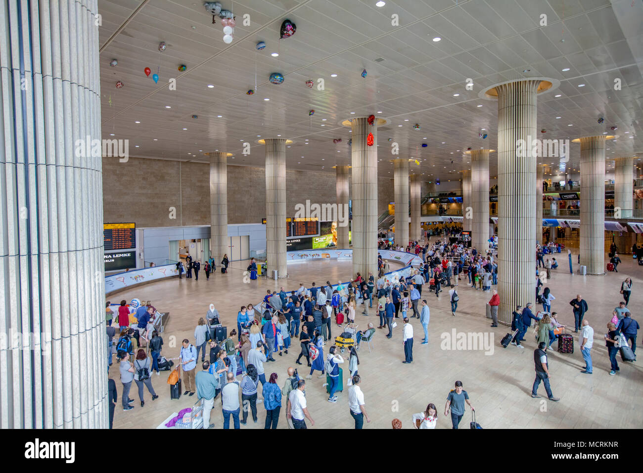 L'aéroport international Ben Gourion, Israël, l'aérogare 3, hall de l'arrivée Banque D'Images