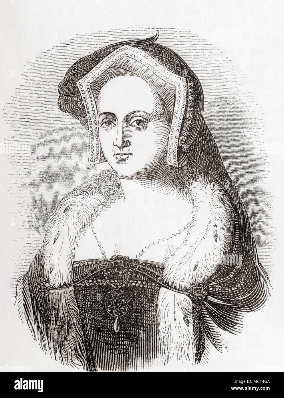 Catherine Howard, c. 1523 - 1542. Reine d'Angleterre à partir de 1540 jusqu'en 1541, comme la cinquième épouse d'Henry VIII. À partir de la vieille Angleterre : A Pictorial Museum, publié 1847. Banque D'Images