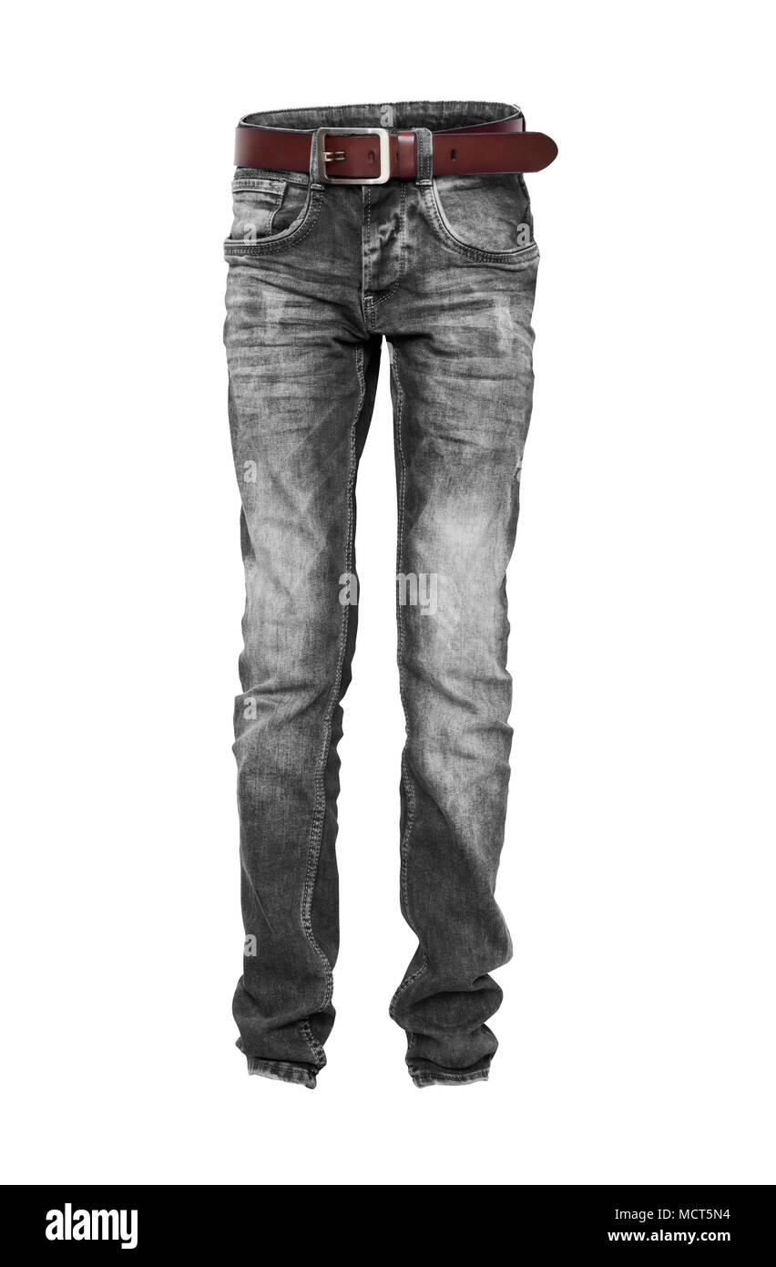 Jean noir avec une ceinture brune l'adolescent Banque D'Images