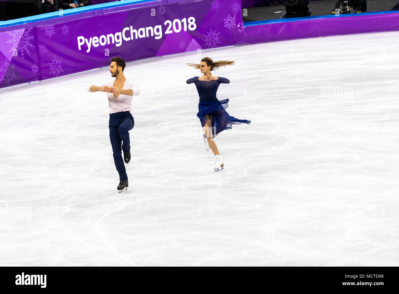 Gabriela Papadakis/Guillaume Cizeron (FRA) gagner la médaille d'argent en patinage artistique danse sur glace aux Jeux Olympiques d'hiver de PyeongChang 2018 Banque D'Images