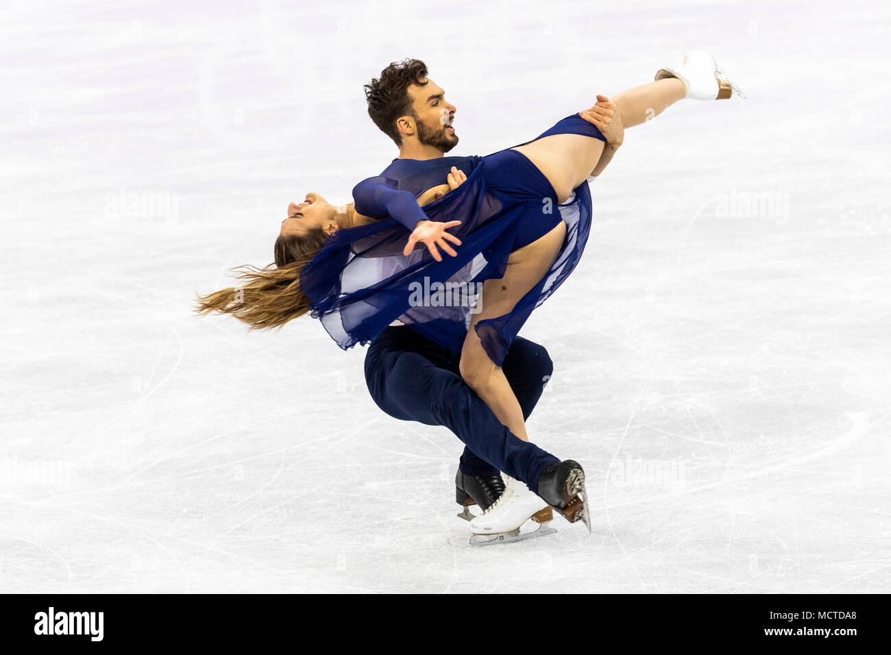 Gabriela Papadakis/Guillaume Cizeron (FRA) gagner la médaille d'argent en patinage artistique danse sur glace aux Jeux Olympiques d'hiver de PyeongChang 2018 Banque D'Images