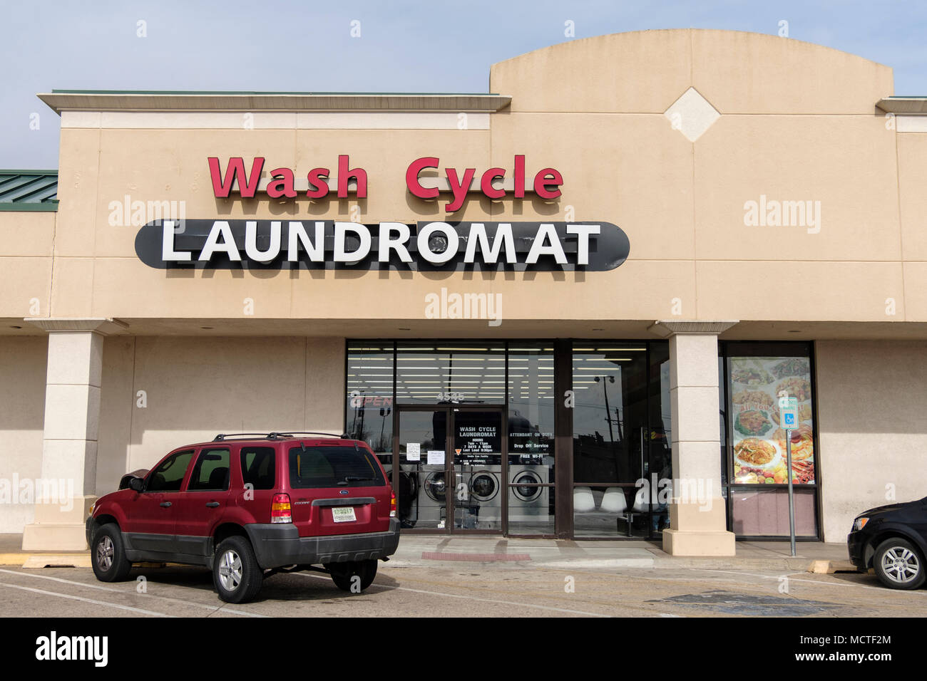 La boutique de cycle de lavage laverie, une blanchisserie à Oklahoma City, Oklahoma, USA. Banque D'Images