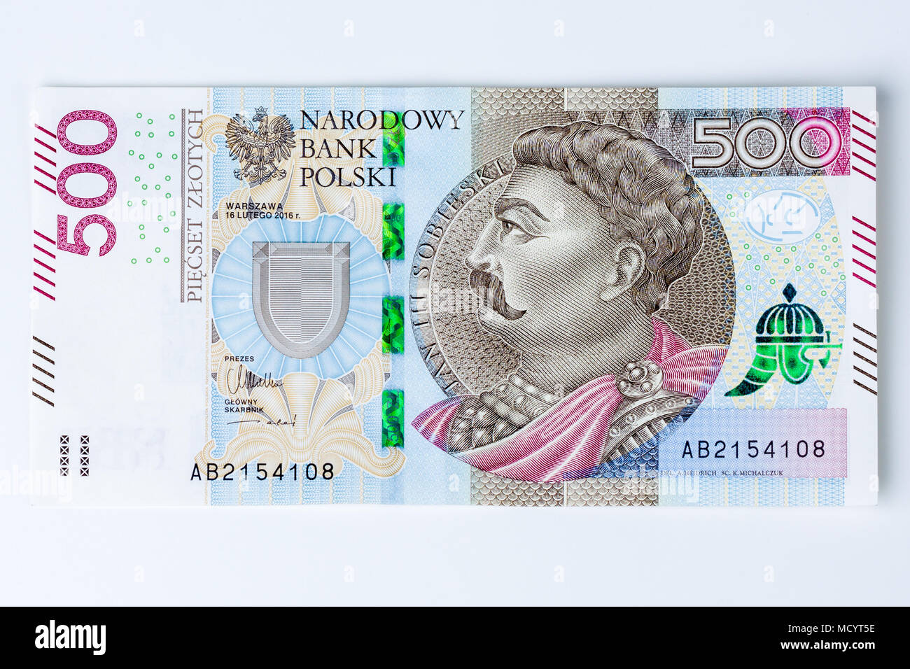 Cinq cent zloty polonais dans un billet de banque. Banque D'Images