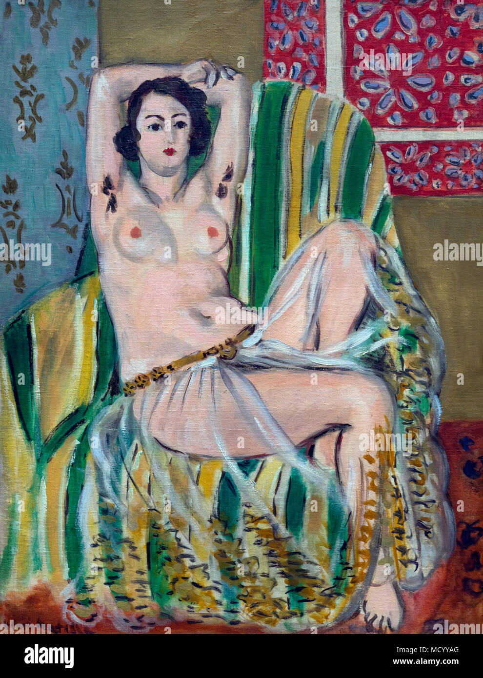 Odalisque assis avec les bras levés, à rayures vert Président, Henri Matisse, 1923, National Gallery of Art, Washington DC, USA, Amérique du Nord Banque D'Images
