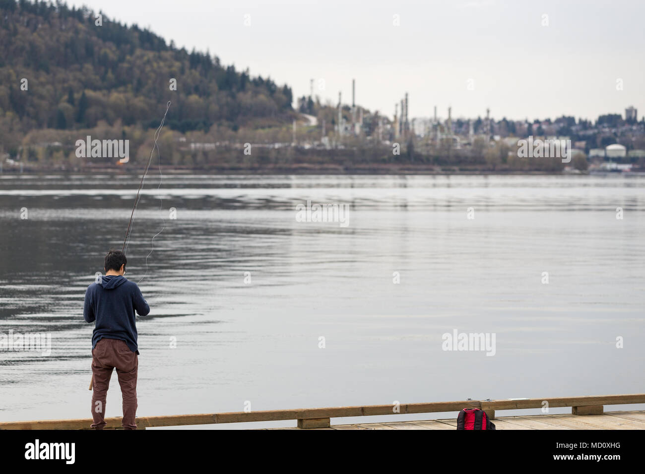 NORTH VANCOUVER, BC, CANADA - Oct 06, 2018 : La raffinerie Parkland sur Burnaby Mountain, à la construction de pipelines. Banque D'Images