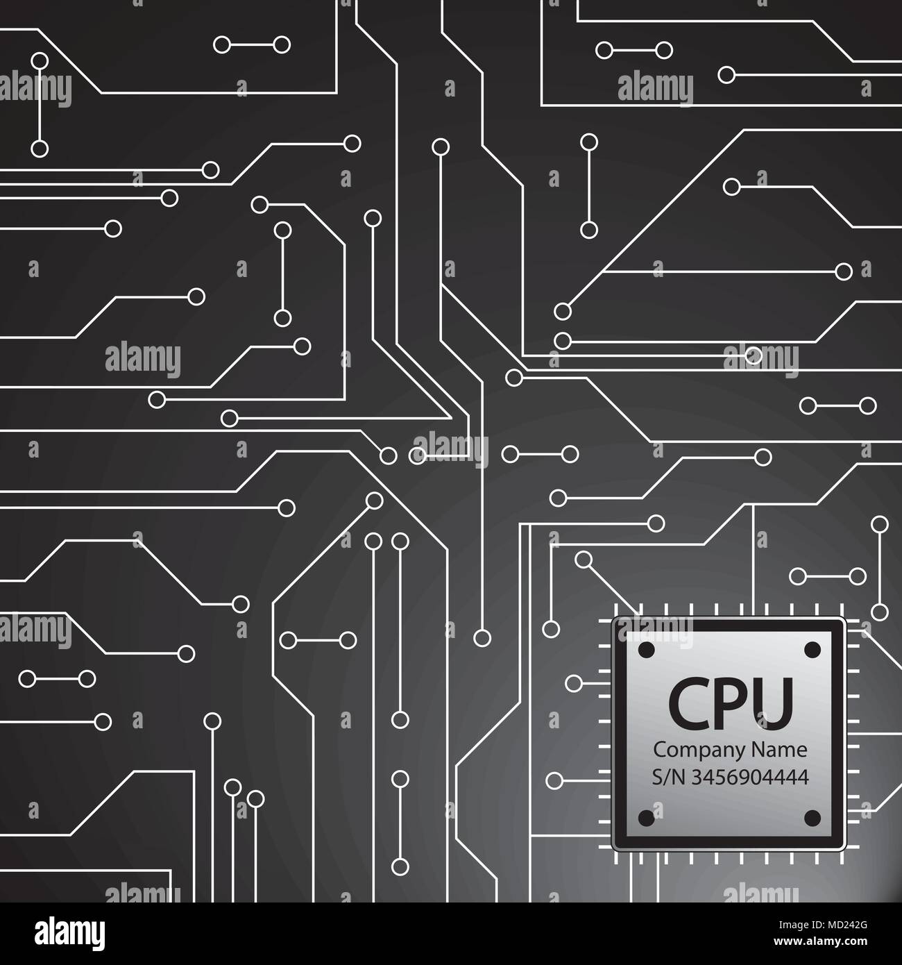 Cpu. Microprocesseur. Microchip et de circuit imprimé. Illustration vectorielle Stock. Illustration de Vecteur