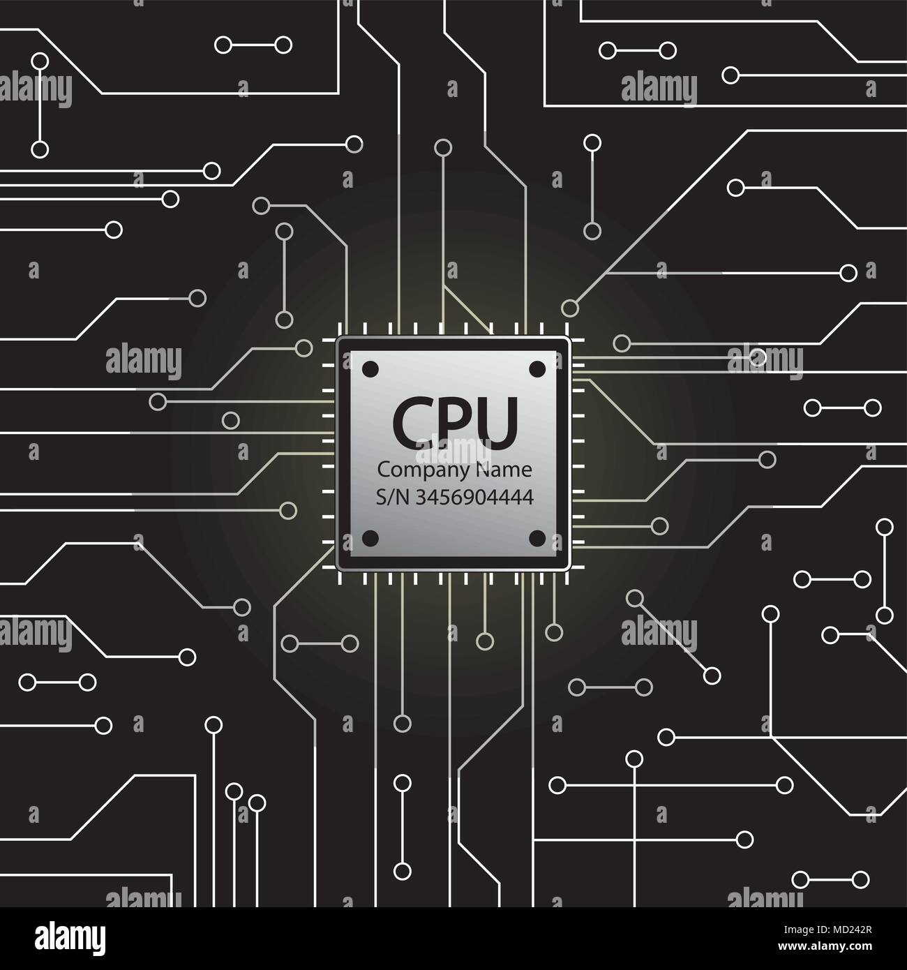 Cpu. Microprocesseur. Microchip et de circuit imprimé. Illustration vectorielle Stock. Illustration de Vecteur