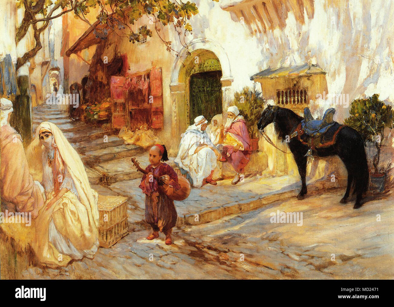 Frederick Arthur Bridgman - une rue en Algérie Banque D'Images