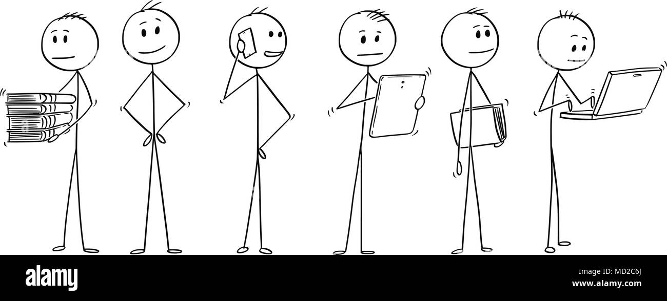 Caricature d'équipe ou d'un groupe d'hommes d'affaires faisant le travail de bureau Illustration de Vecteur