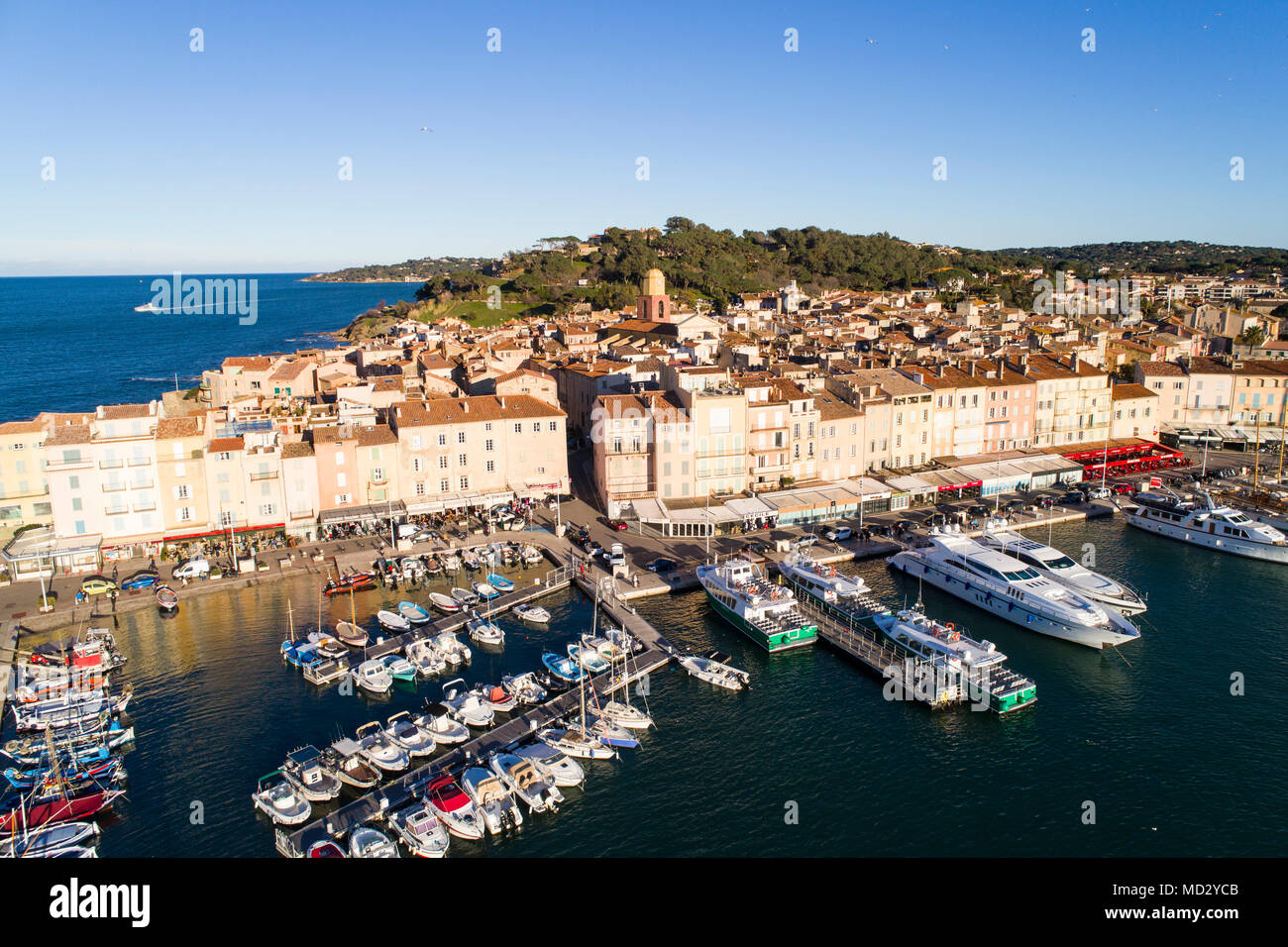 France, vue aérienne de St Tropez sur la côte d'Azur Banque D'Images