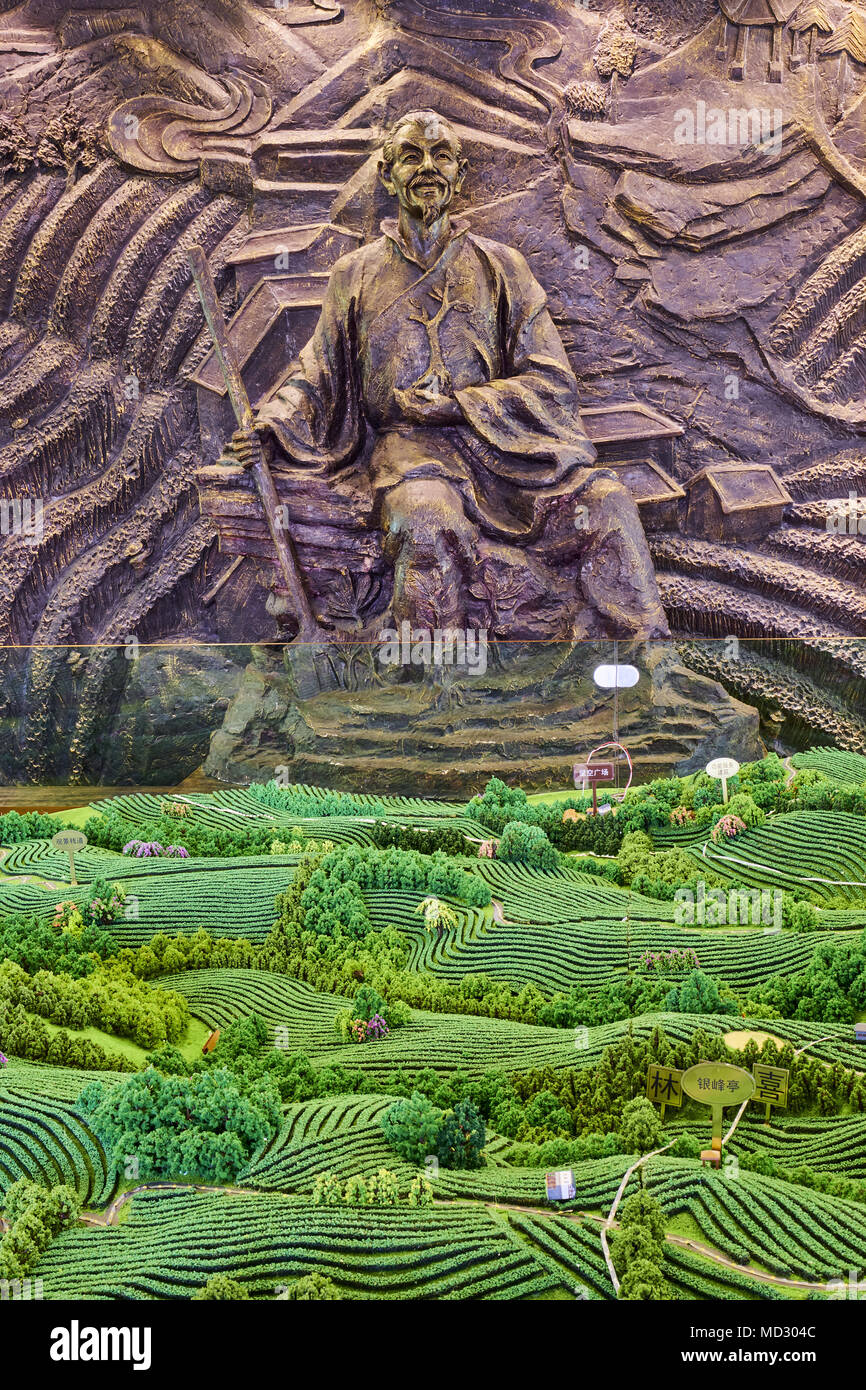 Chine, province du Sichuan, Mingshan, statue de Wu Lizhen, savoir le premier producteur de thé Banque D'Images