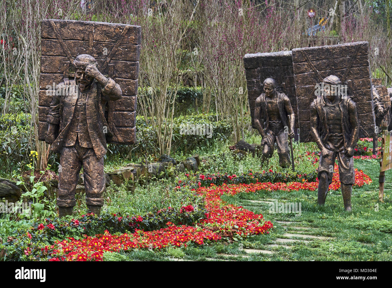 Chine, province du Sichuan, Mingshan, statue de Wu Lizhen, Tea Garden Banque D'Images
