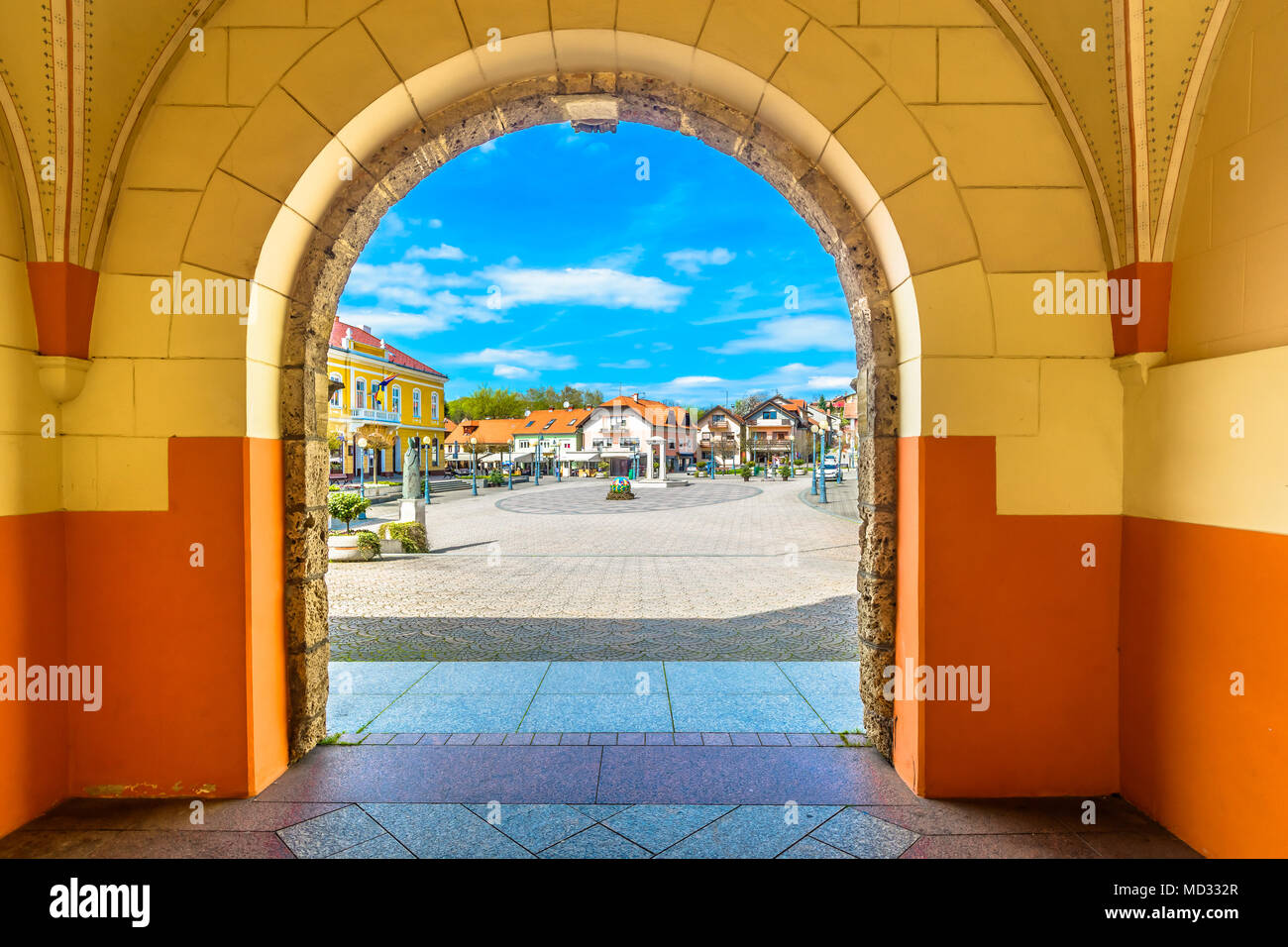 Vue panoramique à en architecture au sanctuaire marial Marija Bistrica, Croatie. Banque D'Images