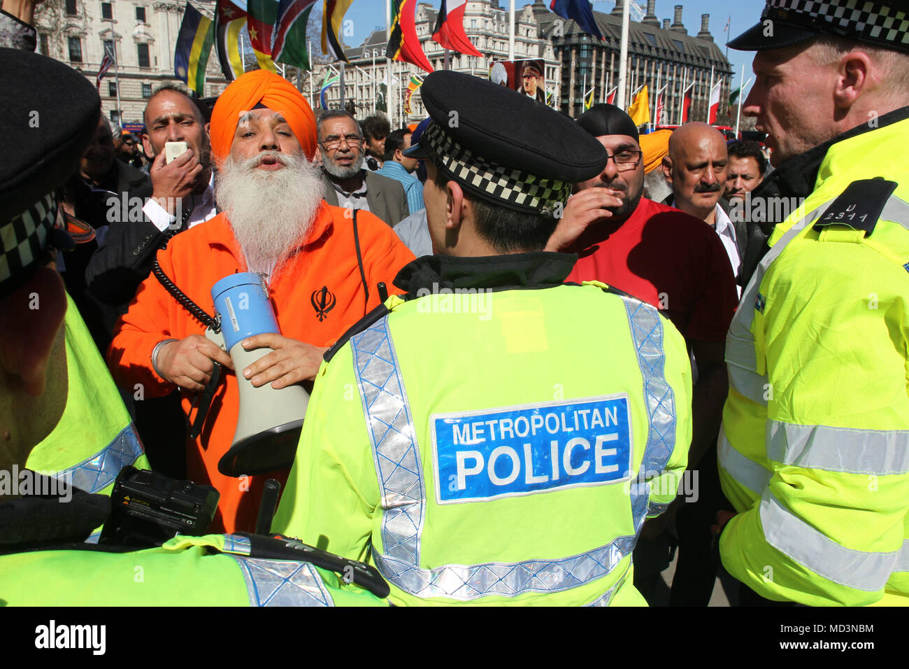 Londres, Royaume-Uni, 18 avril 2018. Punjab community protester contre l'occupation indienne et l'appel à des élections indépendantes et la home rule : Crédit WFPA/Alamy Live News Banque D'Images