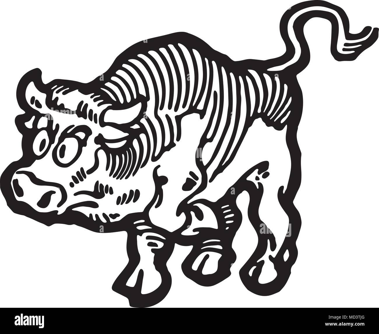 Bull en colère - Retro Illustration Art Ad Illustration de Vecteur