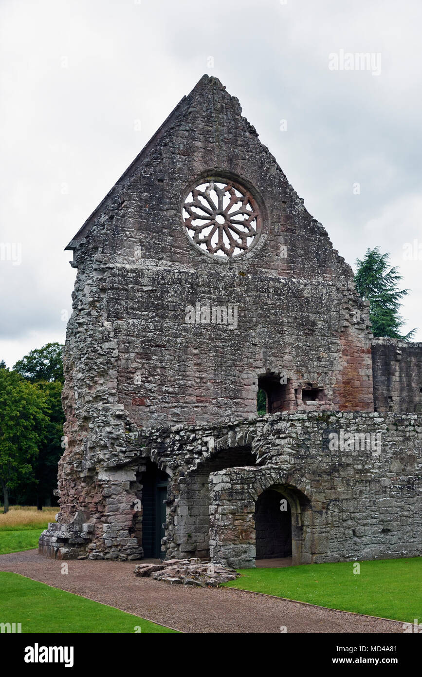 Abbaye de Dryburgh. Dryburgh, St Boswells, Roxburghshire, Scottish Borders, Scotland, Royaume-Uni, Europe. Banque D'Images