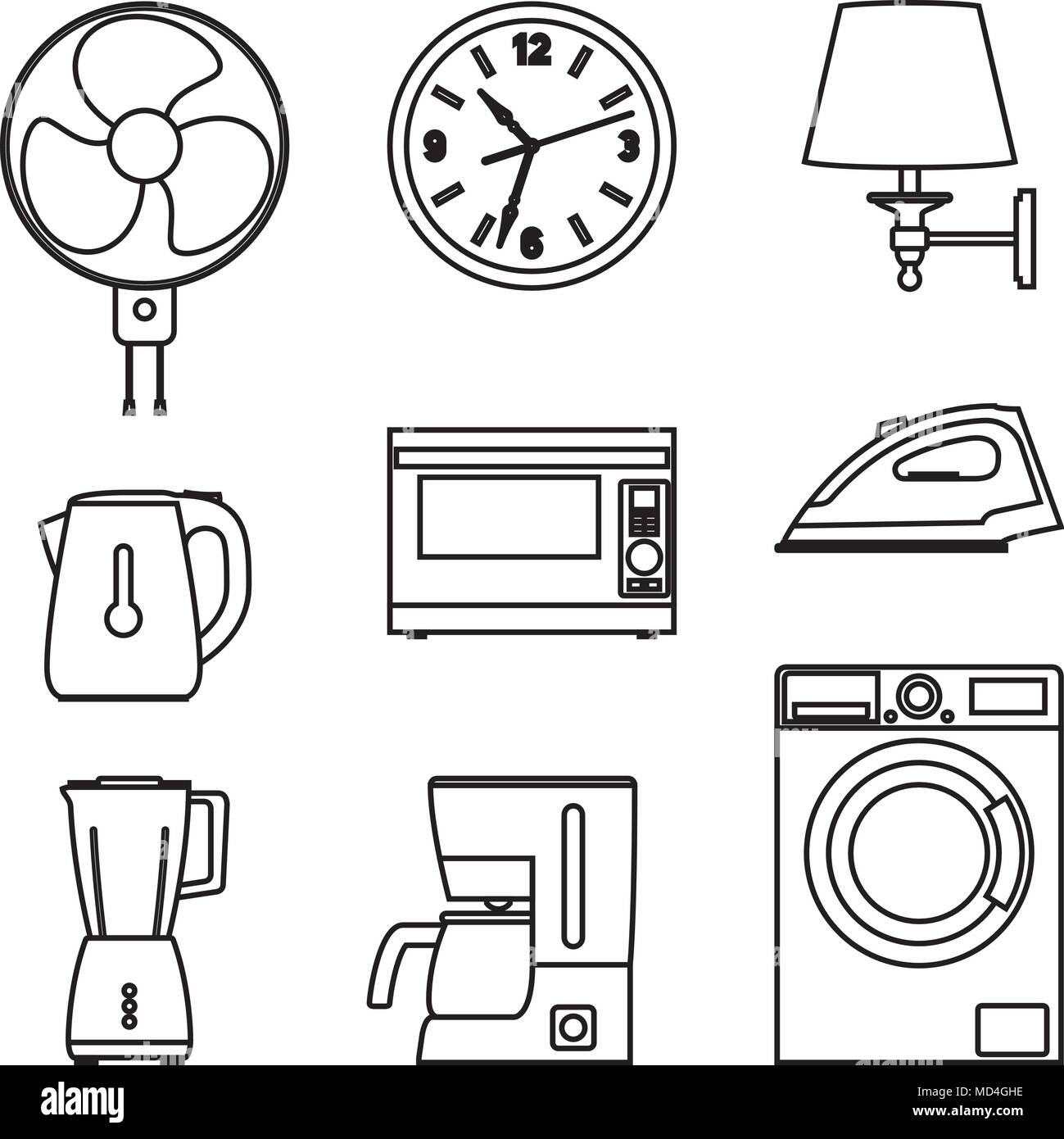 Home appliance. Fine ligne vectorielle Illustration de Vecteur