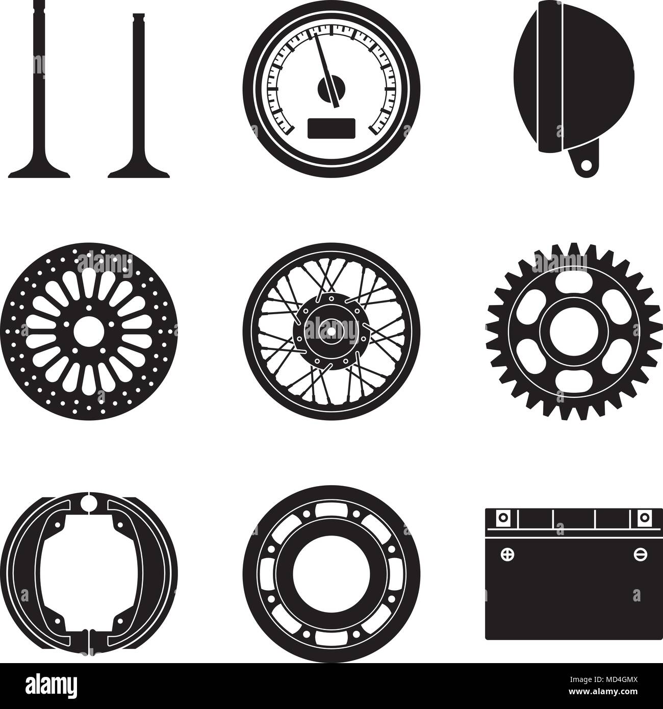 Pièces et accessoires moto. Vecteur Silhouette Illustration de Vecteur