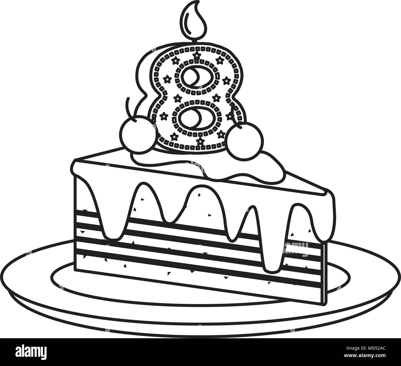 Delicieux Gateau Part Avec Le Nombre Huit Image Vectorielle Stock Alamy
