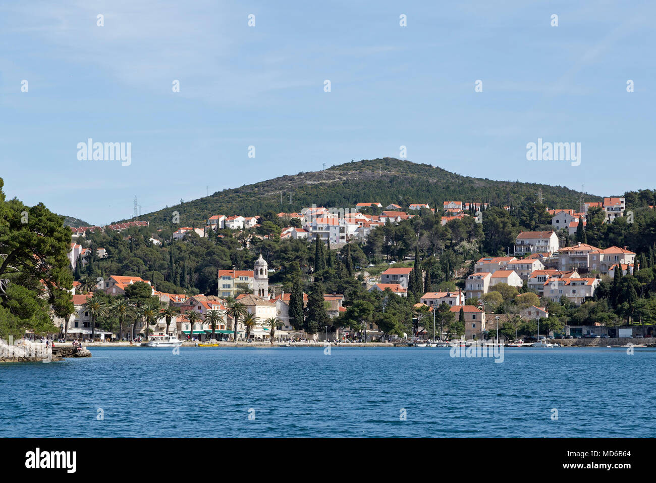 Ville balnéaire près de Dubrovnik, Cavtat Dalmatie, Croatie Banque D'Images