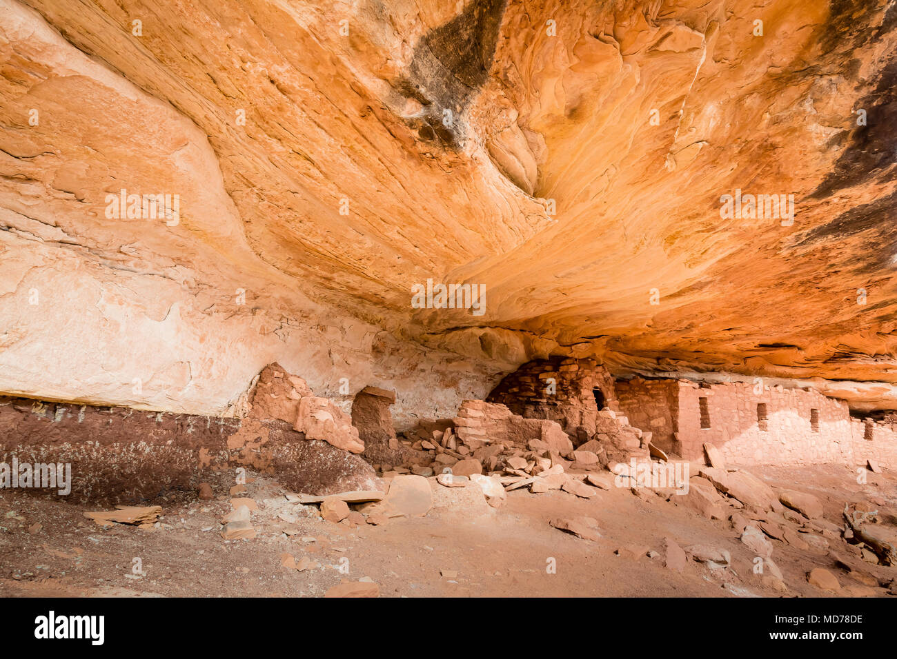 Une ruine archéologique et cliff demeurant dans l'Oreilles Ours National Monument dans le sud de l'Utah. Banque D'Images