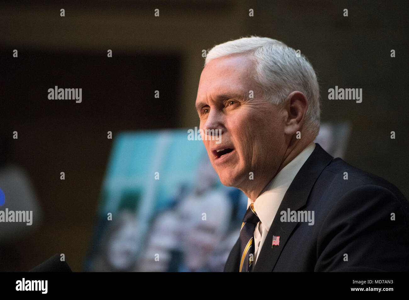 Vice-président Mike Pence commémore la Journée nationale de l'Agriculture et prononce une allocution concernant le Président Donald J. Trump's National Ag Day Proclamation au ministère de l'Agriculture des États-Unis (USDA) siège à Washington, D.C., le 20 mars 2018. Vice-président du réseau PENCE adresse inclut l'importance de l'agriculture et le respect de l'Amérique, les agriculteurs, les éleveurs et les forestiers, avec une reconnaissance particulière de la jeunesse. Banque D'Images