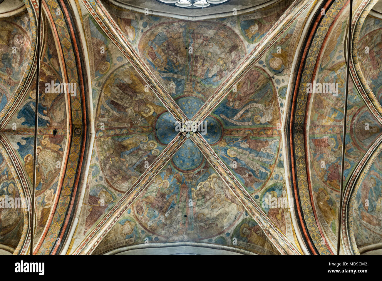 Fresque de la nef voûtée, 13e siècle, Saint Mary dans Lyskirchen, basilique romane, églises romanes de Cologne, Cologne Banque D'Images