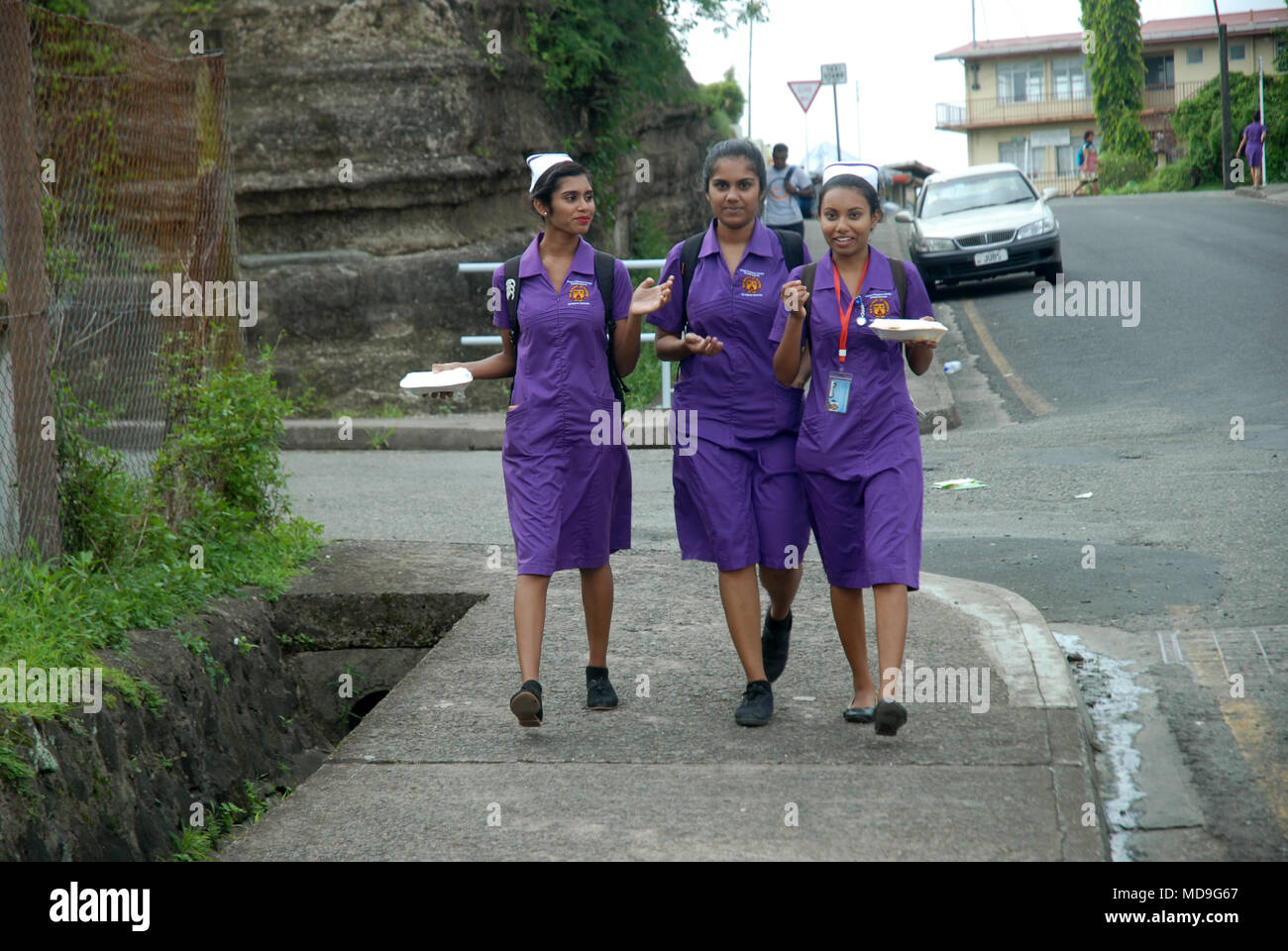 Les infirmières de l'hôpital mémorial de guerre coloniale, Suva, Fidji ...