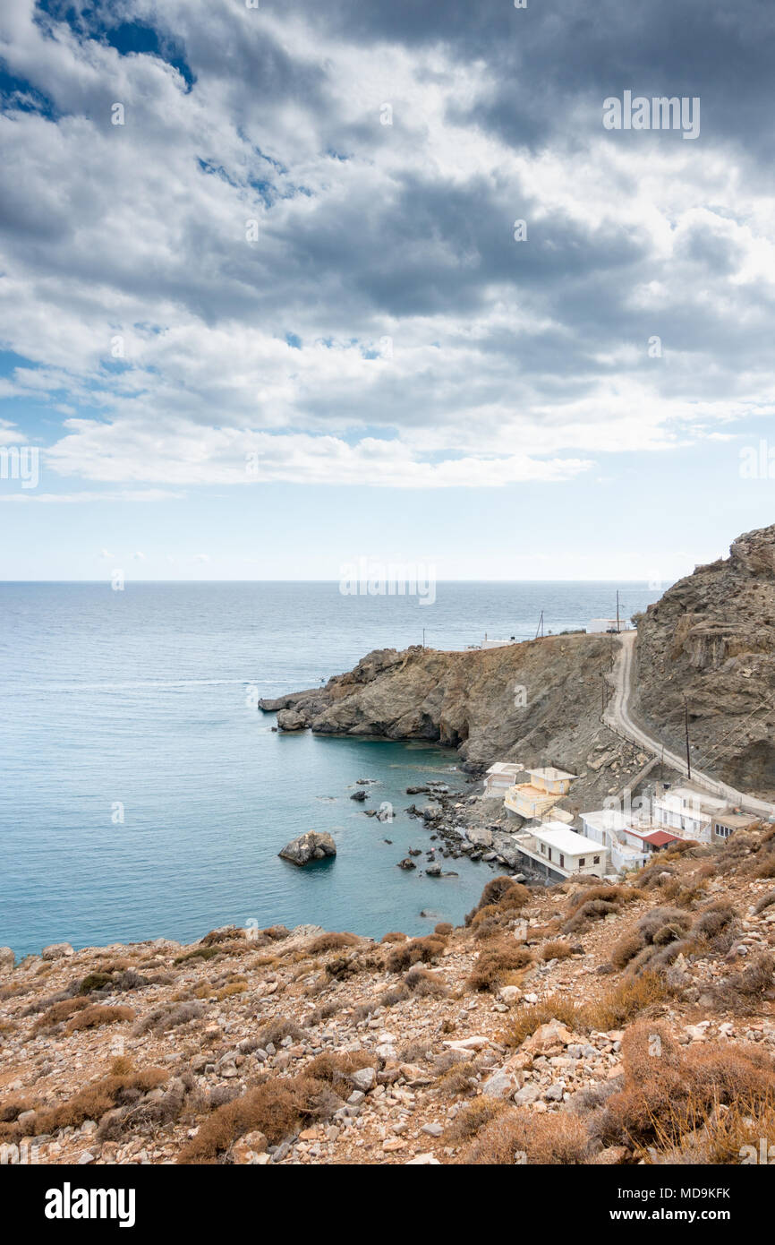 Vue panoramique sur mer et montagne, Crète, Grèce Banque D'Images