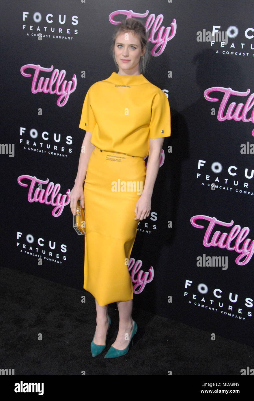Los Angeles, USA. 18 avr, 2018. Mackenzie Davis actrice assiste à la première de 'Focus Features Tully' au stade 14 Regal LA Live le 18 avril 2018 à Los Angeles, Californie. Photo de Barry King/Alamy Live News Banque D'Images