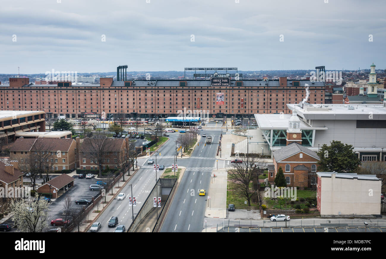 USA, Maryland, Baltimore, Route de stade de baseball Oriole Park at Camden Yards, domicile des orioles de Baltimore. Banque D'Images