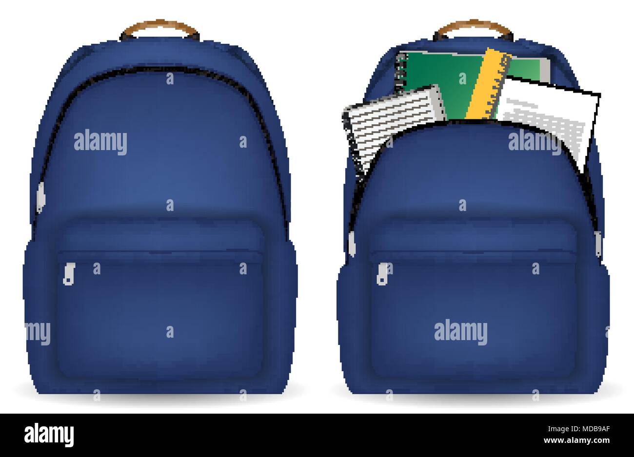 Fermez et ouvrez l'objet de l'étude avec sac étudiant Illustration de Vecteur