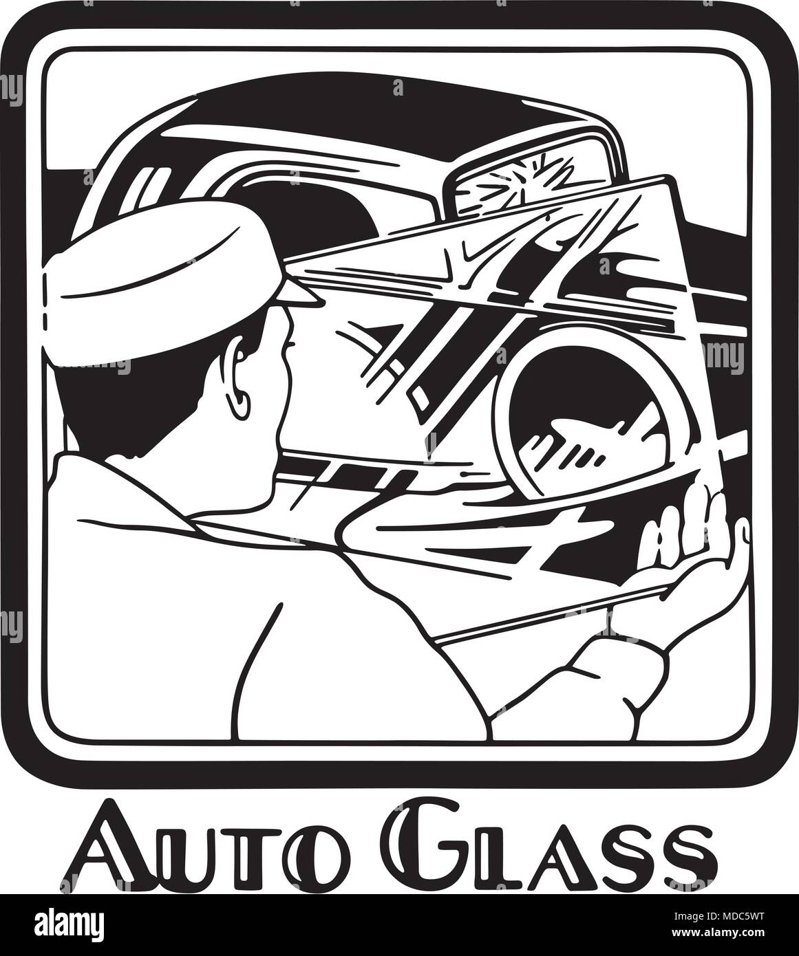 Auto Glass - Retro Clipart Banner Illustration de Vecteur