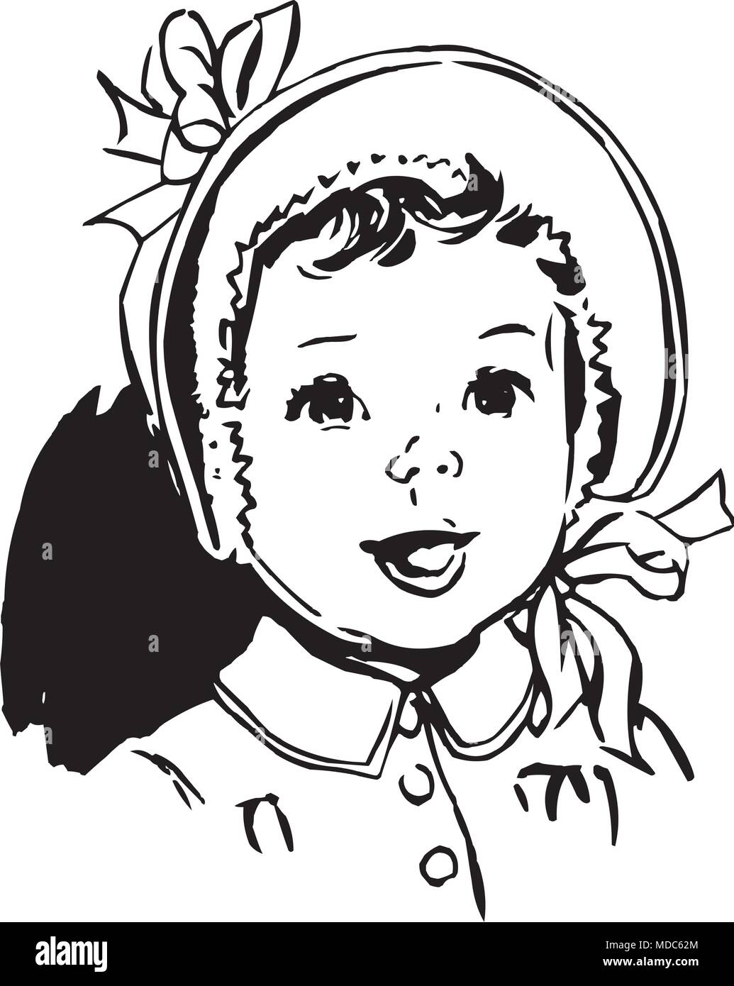 Bébé avec bonnet rond - Retro Clipart Illustration Illustration de Vecteur