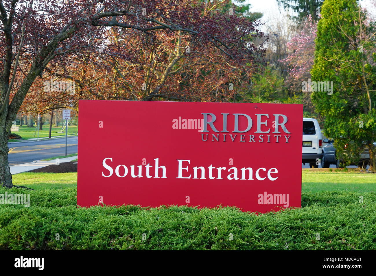 Vue sur le campus de l'Université de Rider, un collège privé situé à Lawrenceville, Lawrence Township dans le Comté de Mercer, New Jersey Banque D'Images