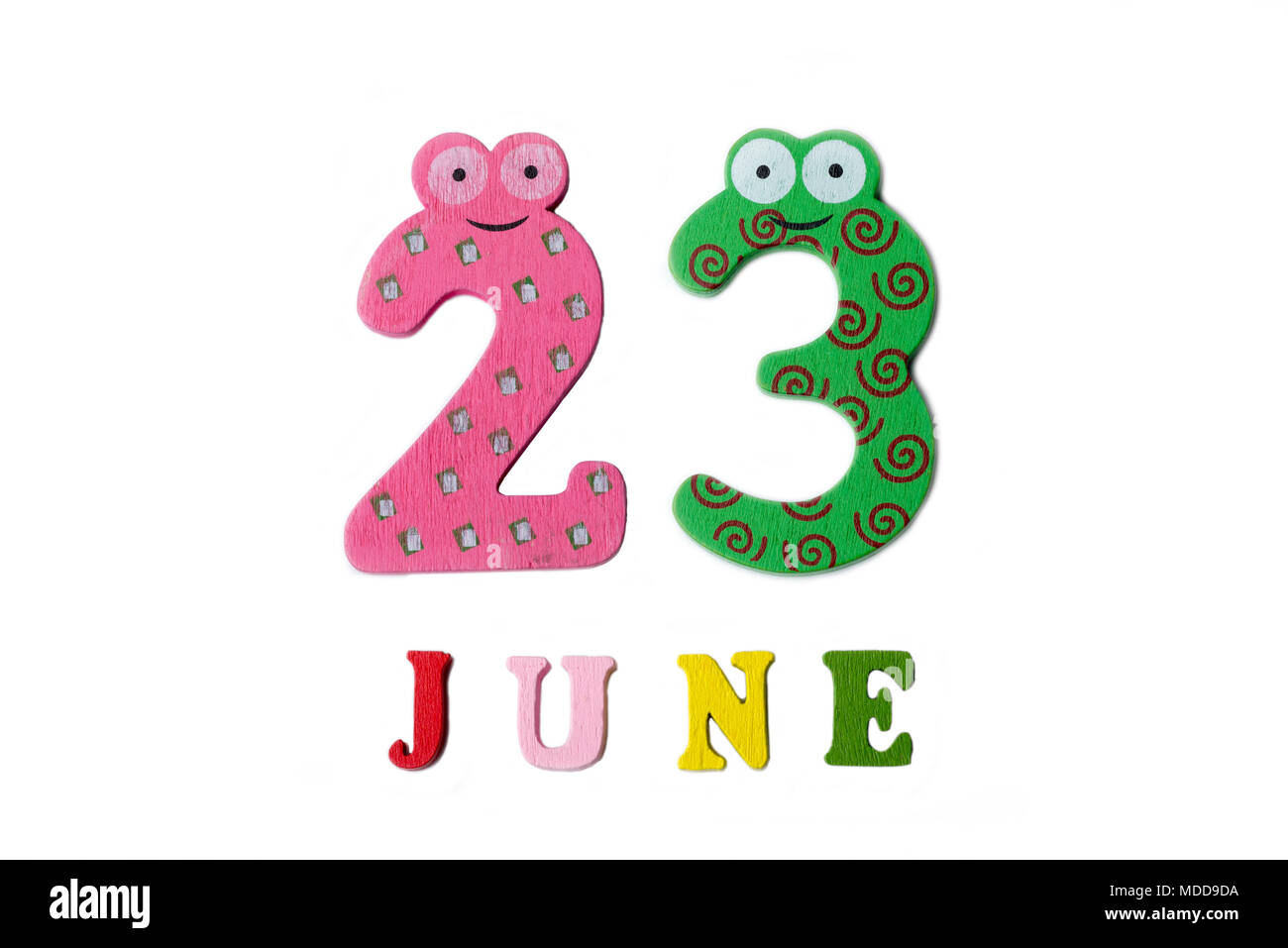 Le 23 juin. Libre 23 juin sur un fond blanc. Journée d'été. Banque D'Images