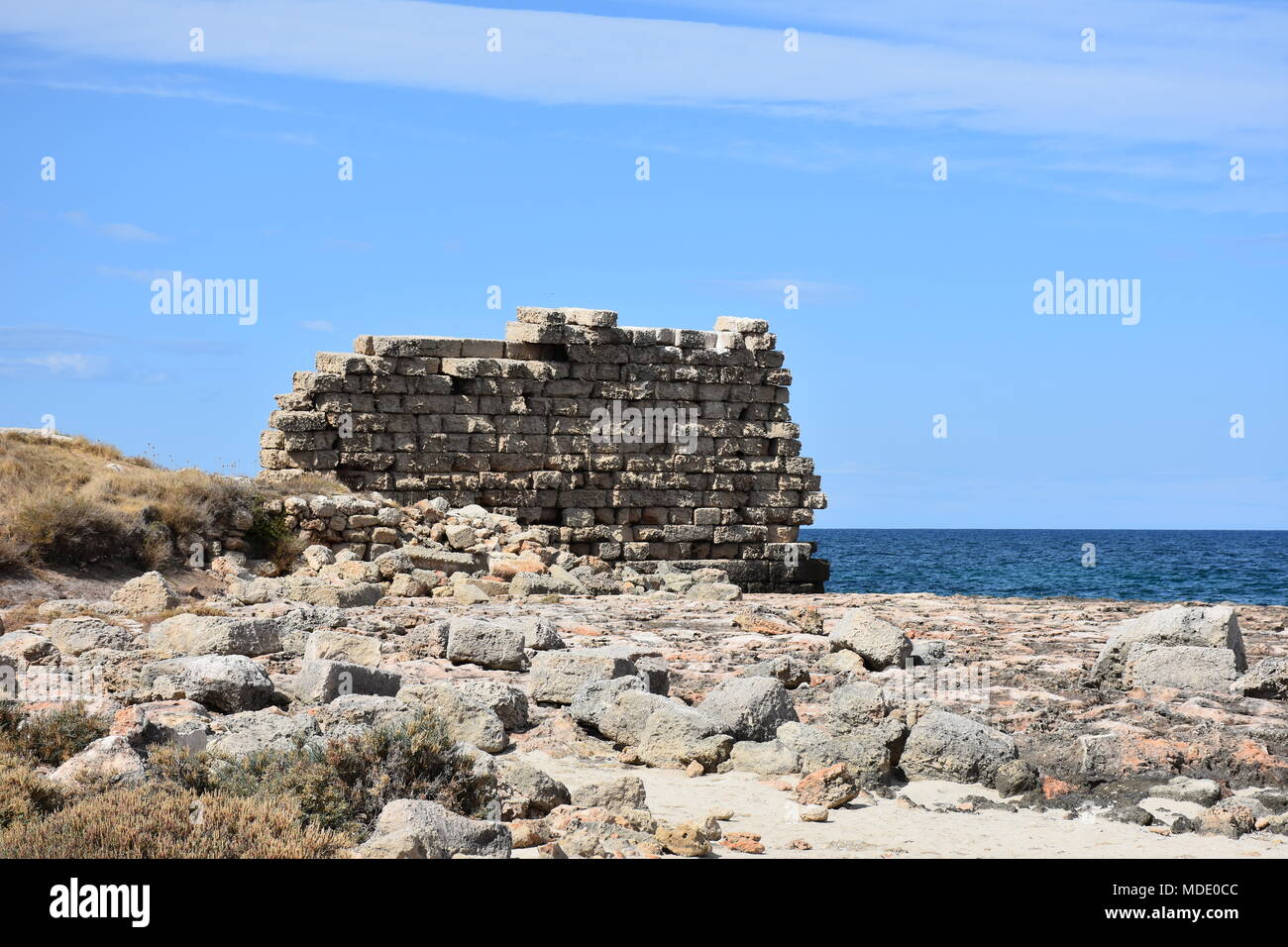 Italie, Pouilles, Peschiera. Xve siècle av. Zone archéologique de la ville des Pouilles. Ancient messapian mur. Banque D'Images