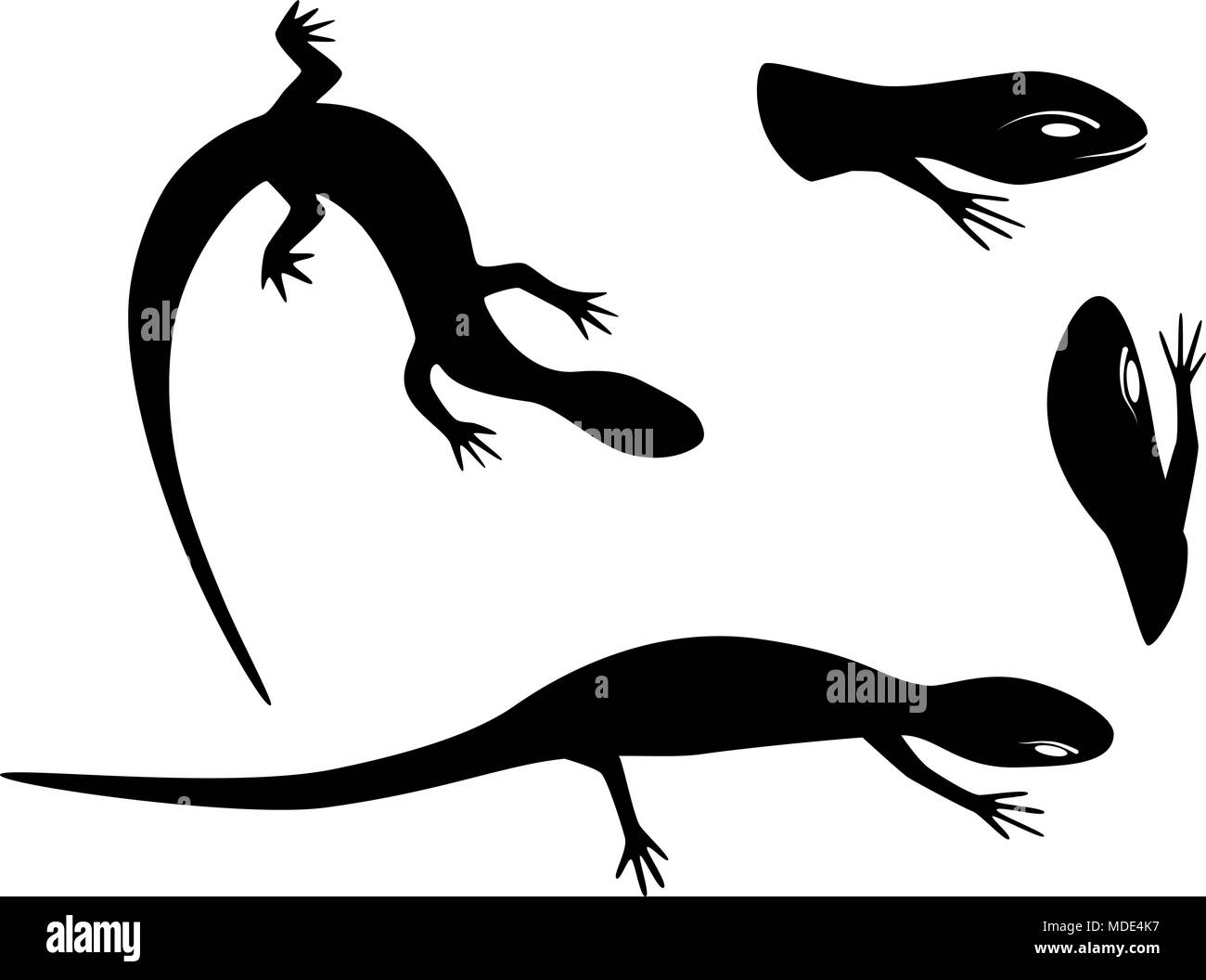 Abstract hand drawn lizard silhouettes Illustration de Vecteur