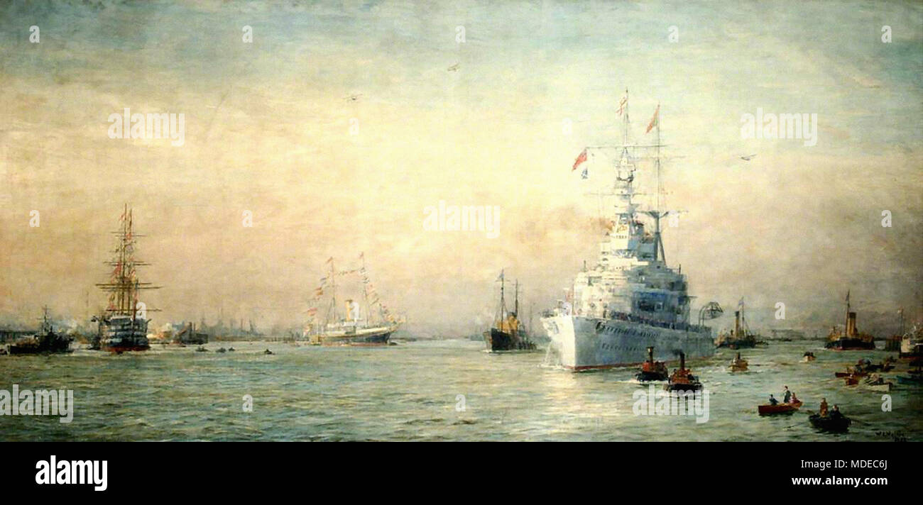 William Lionel Wyllie - Renown quitter le port de Portsmouth Banque D'Images