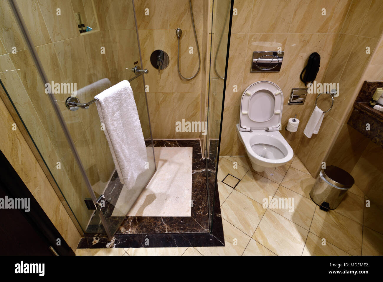Douche et toilettes dans la salle de bains Banque D'Images