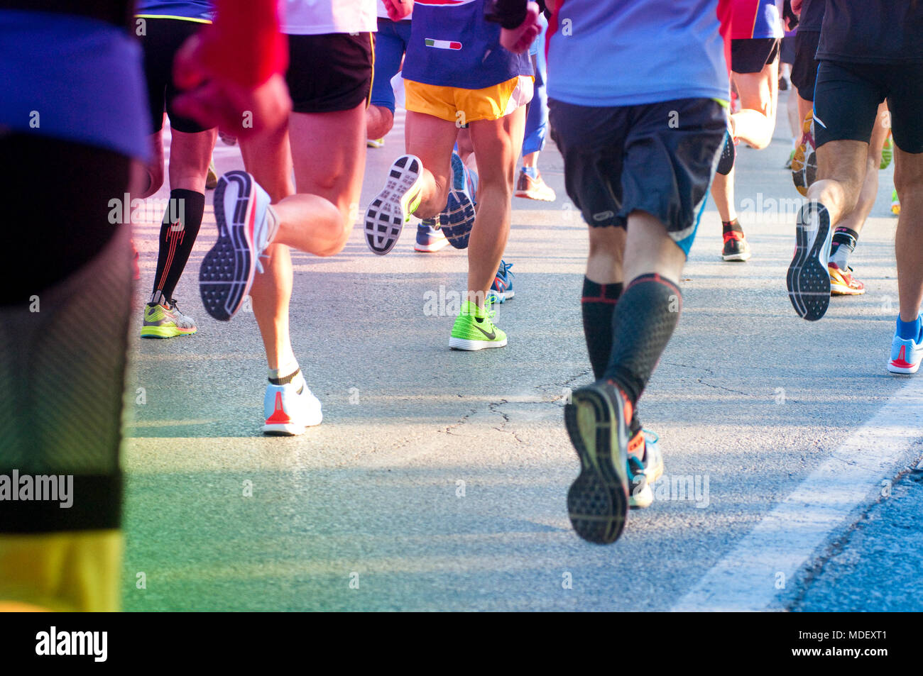 Close up de courir pieds. Banque D'Images