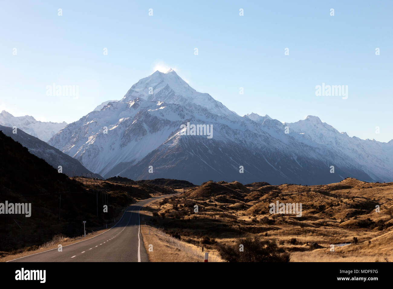 Vue à l'intérieur de l'Aoraki/Mount Cook National Park, à partir de l'autoroute 80, à proximité de Mount Cook Village Banque D'Images