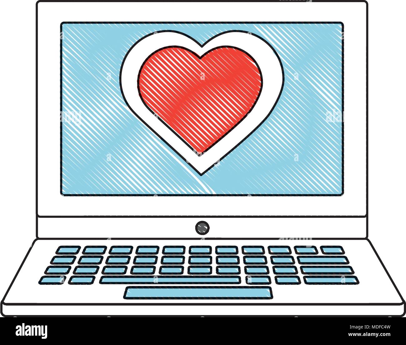 Ordinateur portable coeur dans l'amour de la technologie à l'écran Image  Vectorielle Stock - Alamy