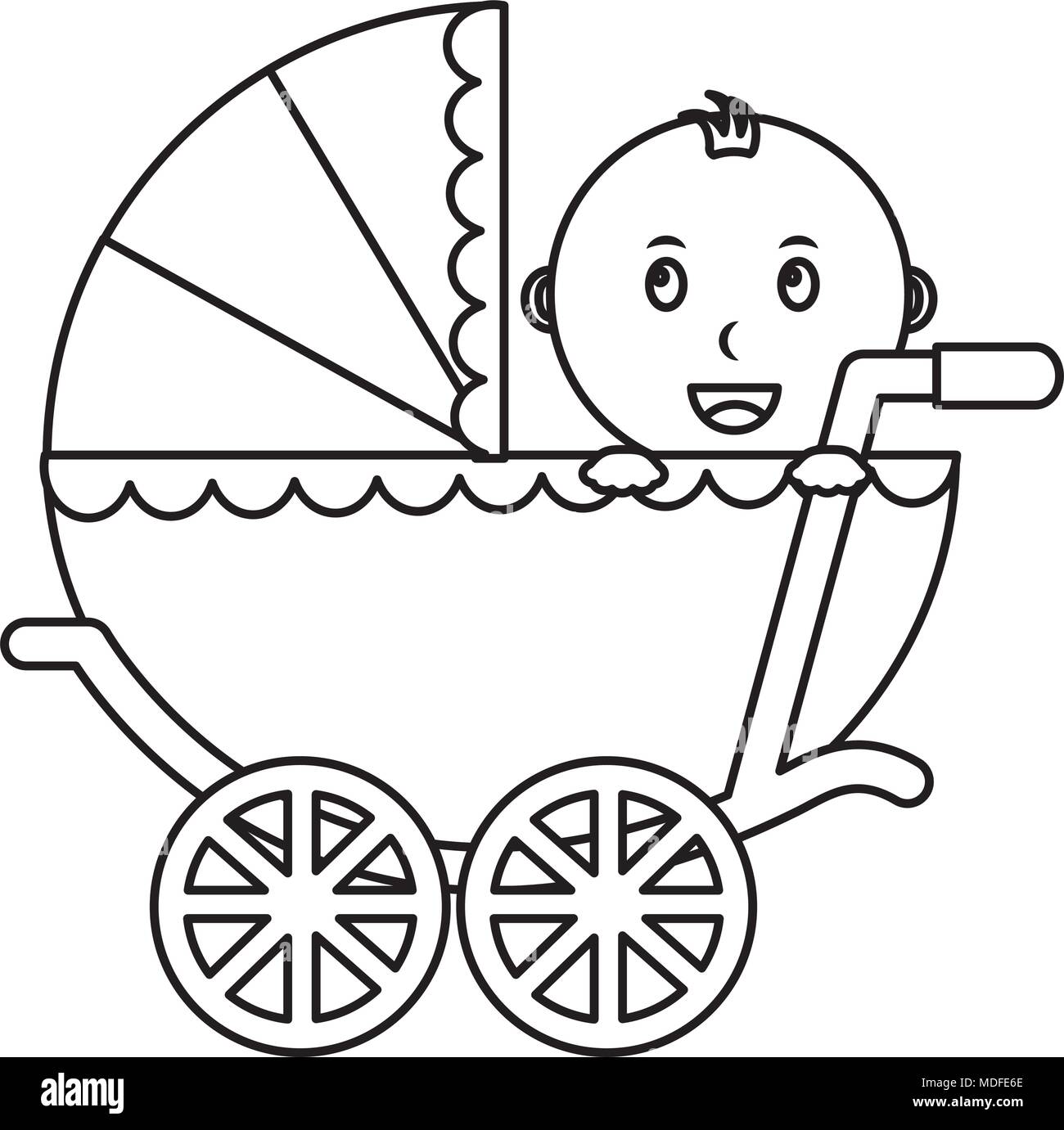 Bebe Garcon Mignon Dans La Pram Transports Image Vectorielle Stock Alamy