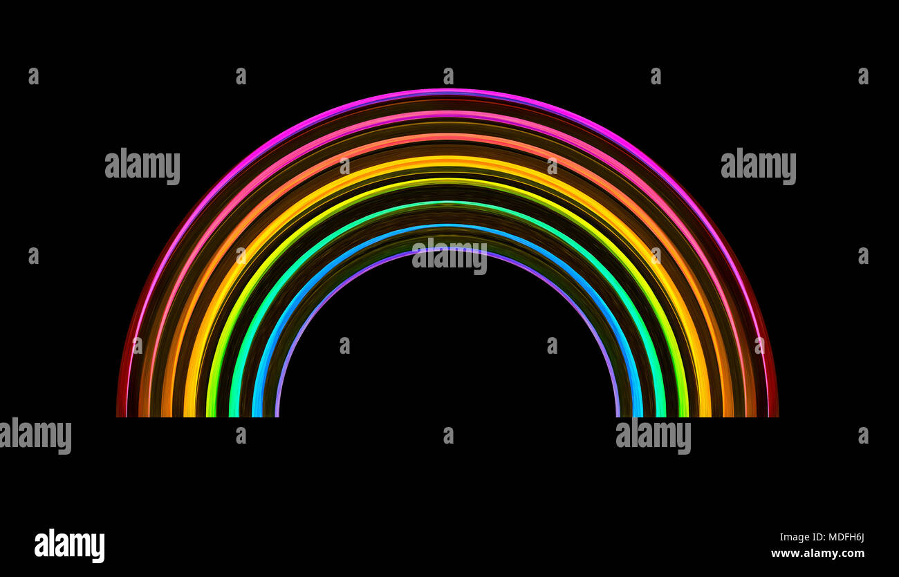 Arc-en-ciel coloré illustration avec les lignes semi-circulaires dans les couleurs du spectre, représentant l'inclusivité et la diversité dans un abrégé arc dynamique Banque D'Images