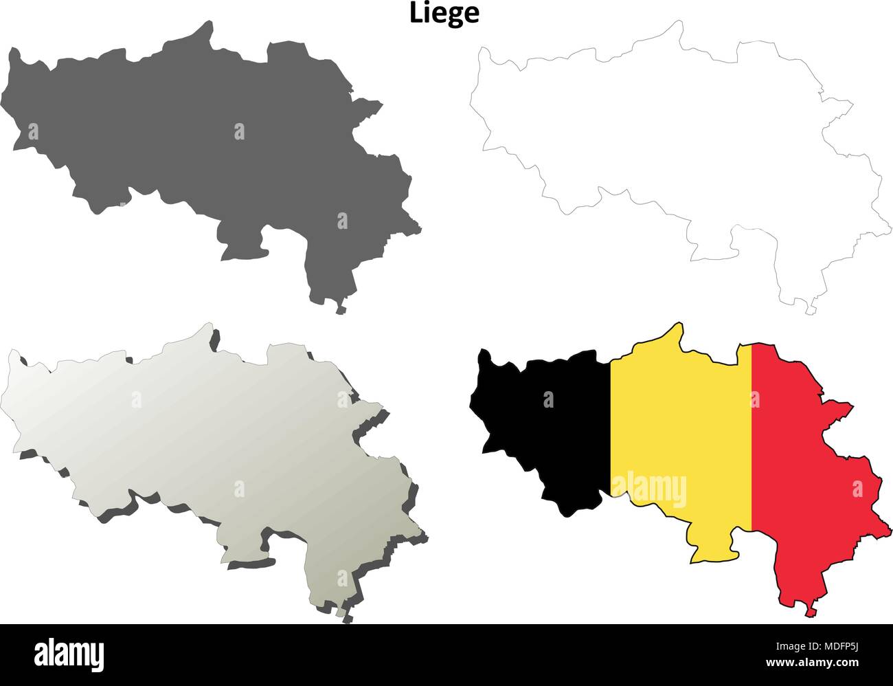 Liège contour plan set - version belge Illustration de Vecteur