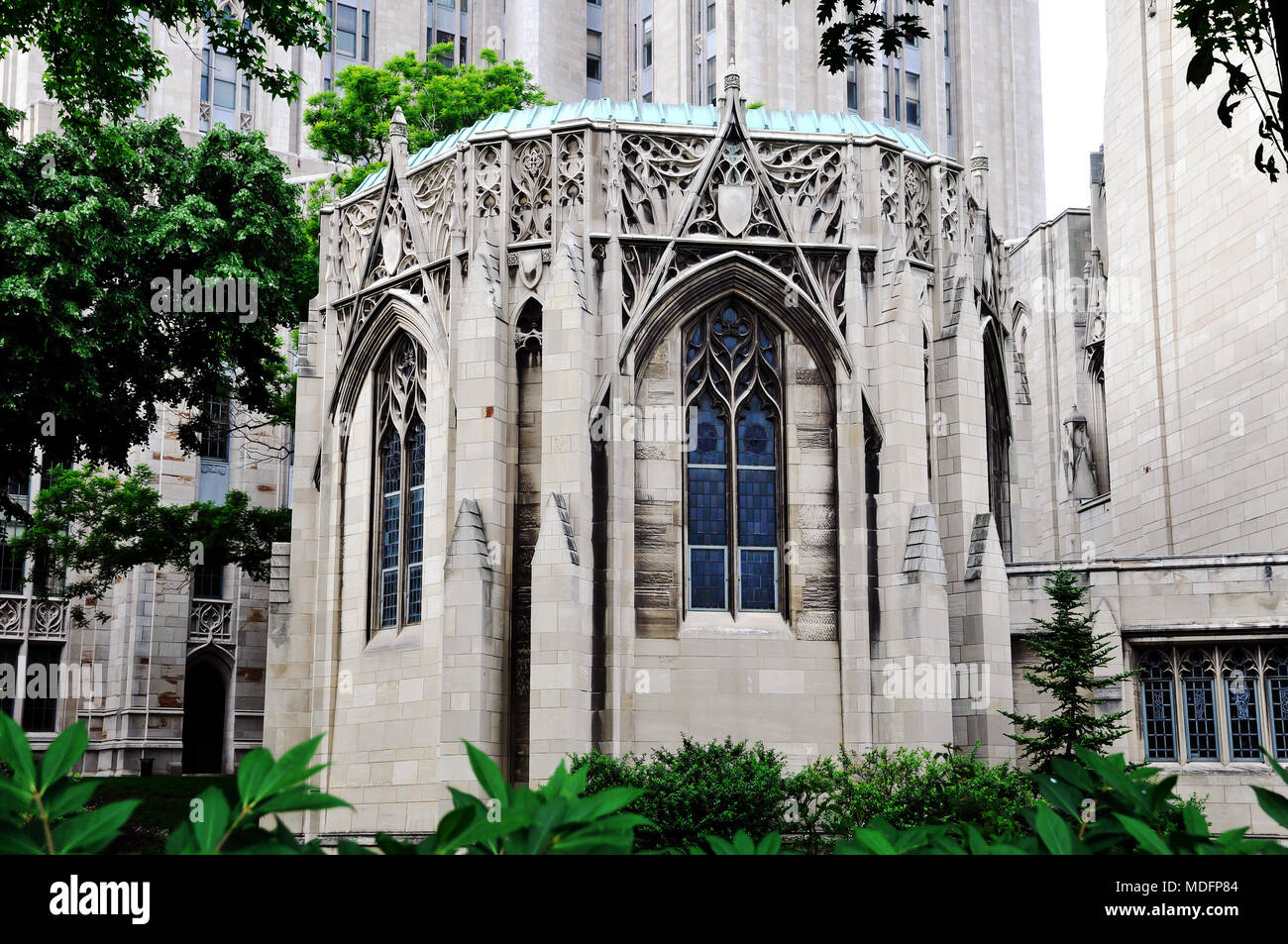 Détail de la cathédrale de l'apprentissage, Université de Pittsburgh, Pennsylvanie, USA , Banque D'Images