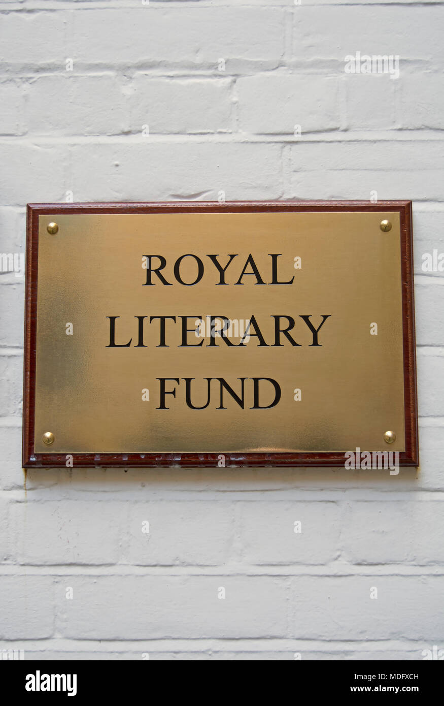 Nom décernée pour la Royal Literary Fund, Johnson's Court, London, England Banque D'Images