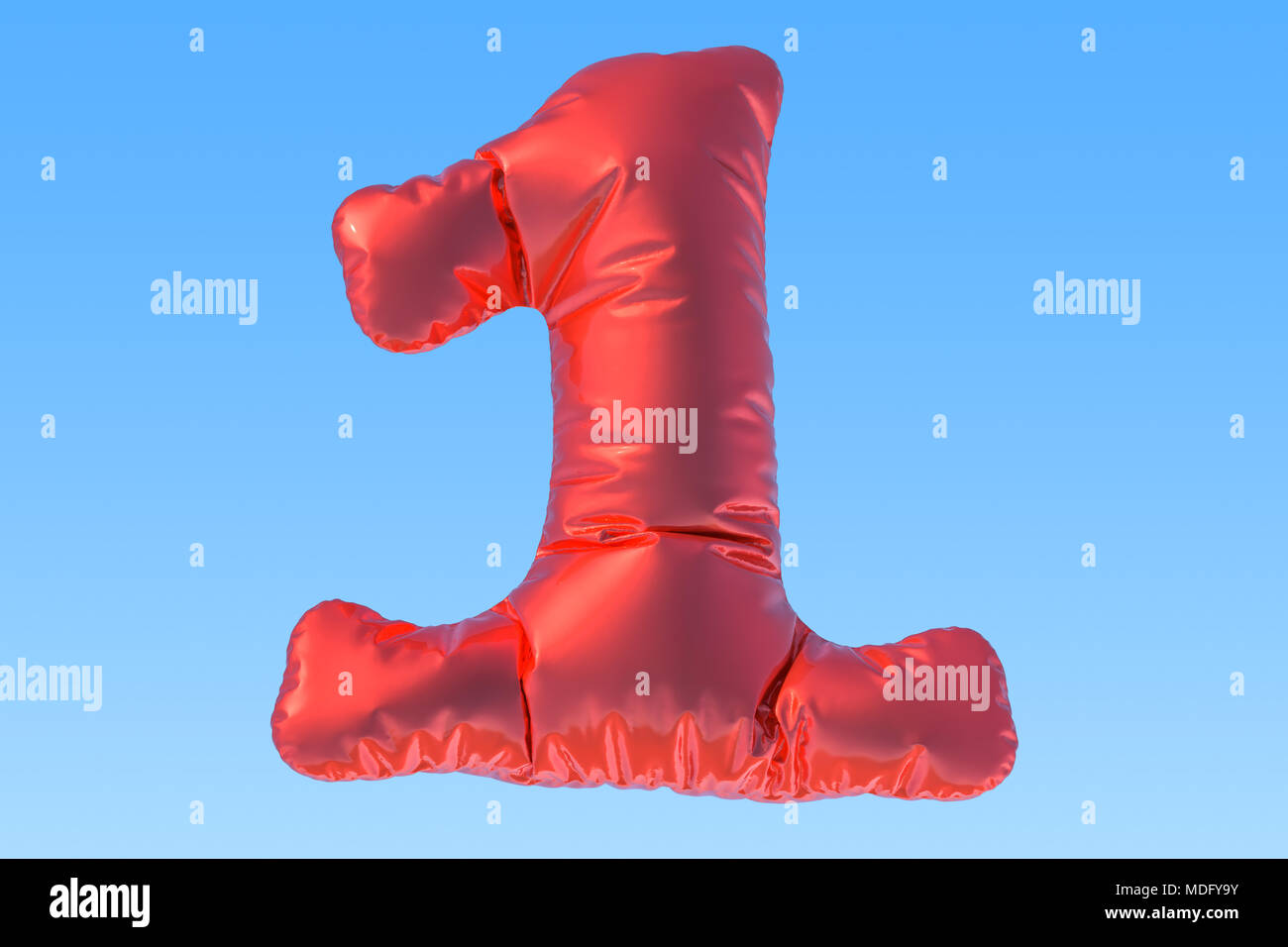 Numéro 1, feuille rouge ballon dans le ciel. Le rendu 3D Banque D'Images